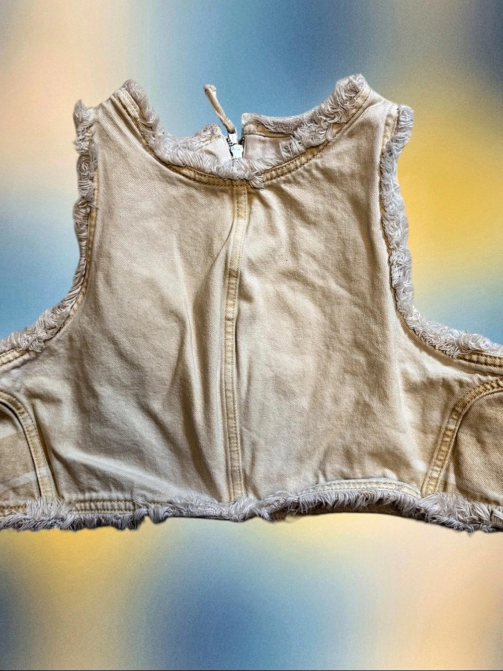 Weekday Frayed Utility Vest Beige XL